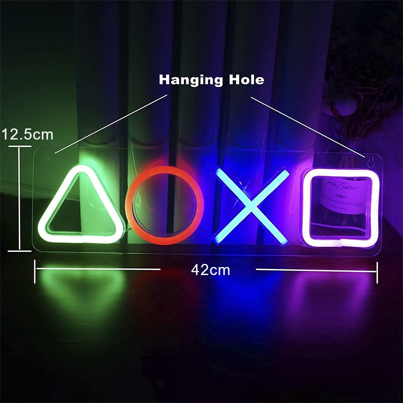 USB Chargeable Gaming Icon Neon Lamp for Game Room Decor Night Lighting