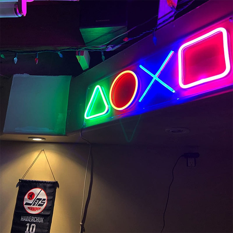 USB Chargeable Gaming Icon Neon Lamp for Game Room Decor Night Lighting