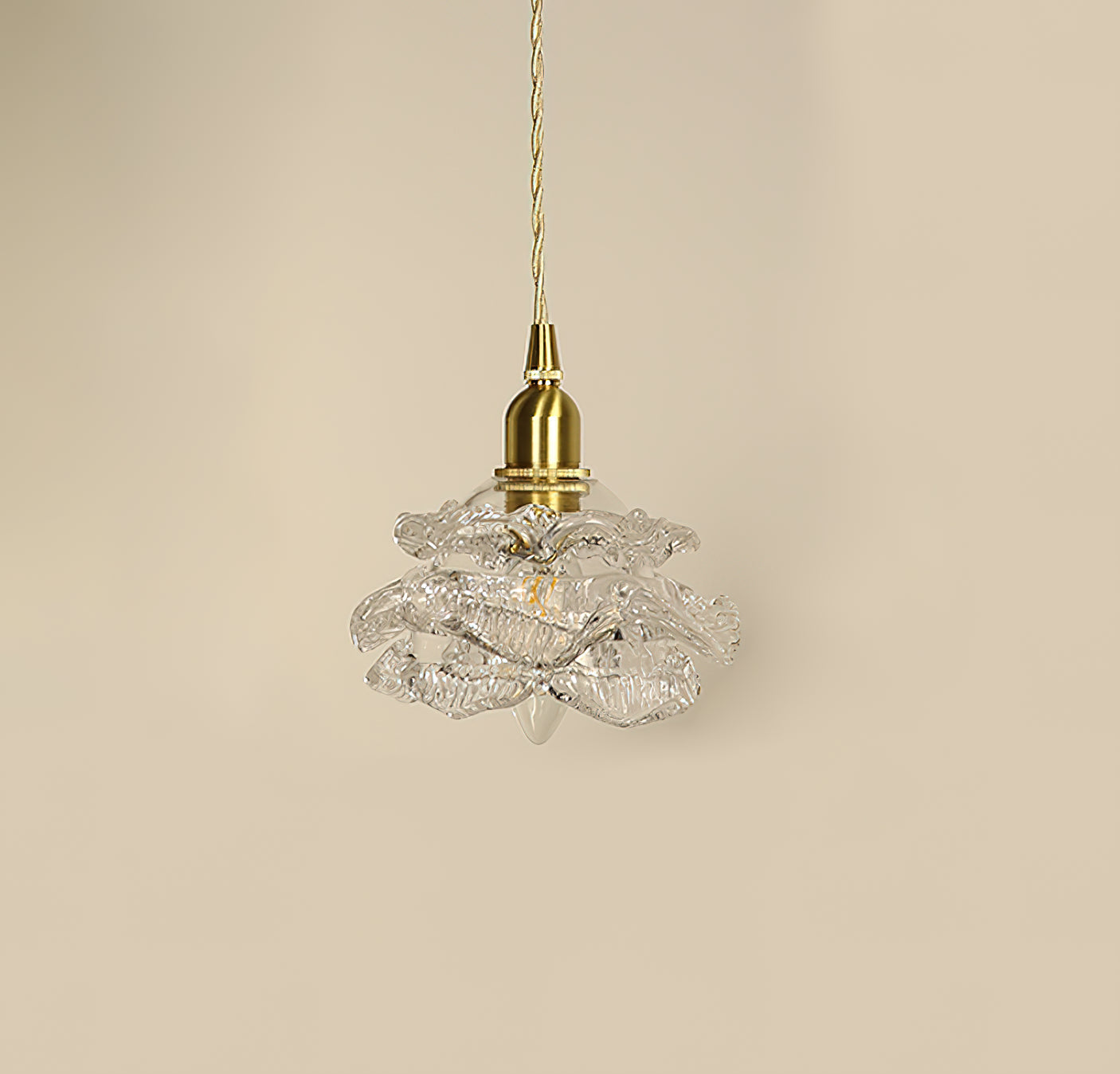 Vintage Brass Wall Light with Rose Glass Shade - Elegant Wall Sconce