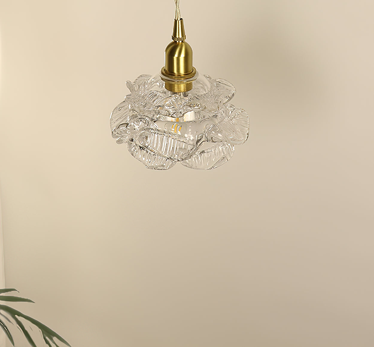 Vintage Brass Wall Light with Rose Glass Shade - Elegant Wall Sconce