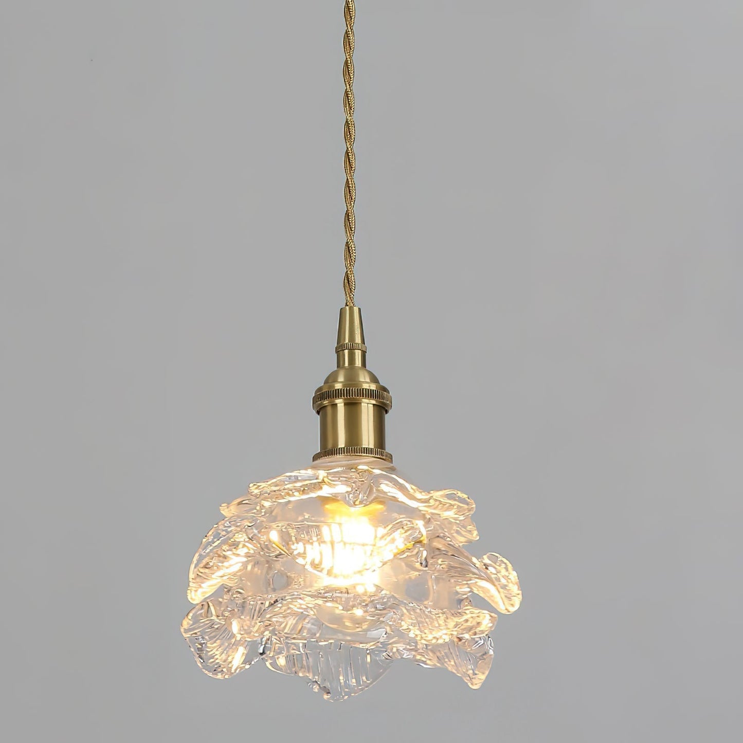 Vintage Brass Wall Light with Rose Glass Shade - Elegant Wall Sconce