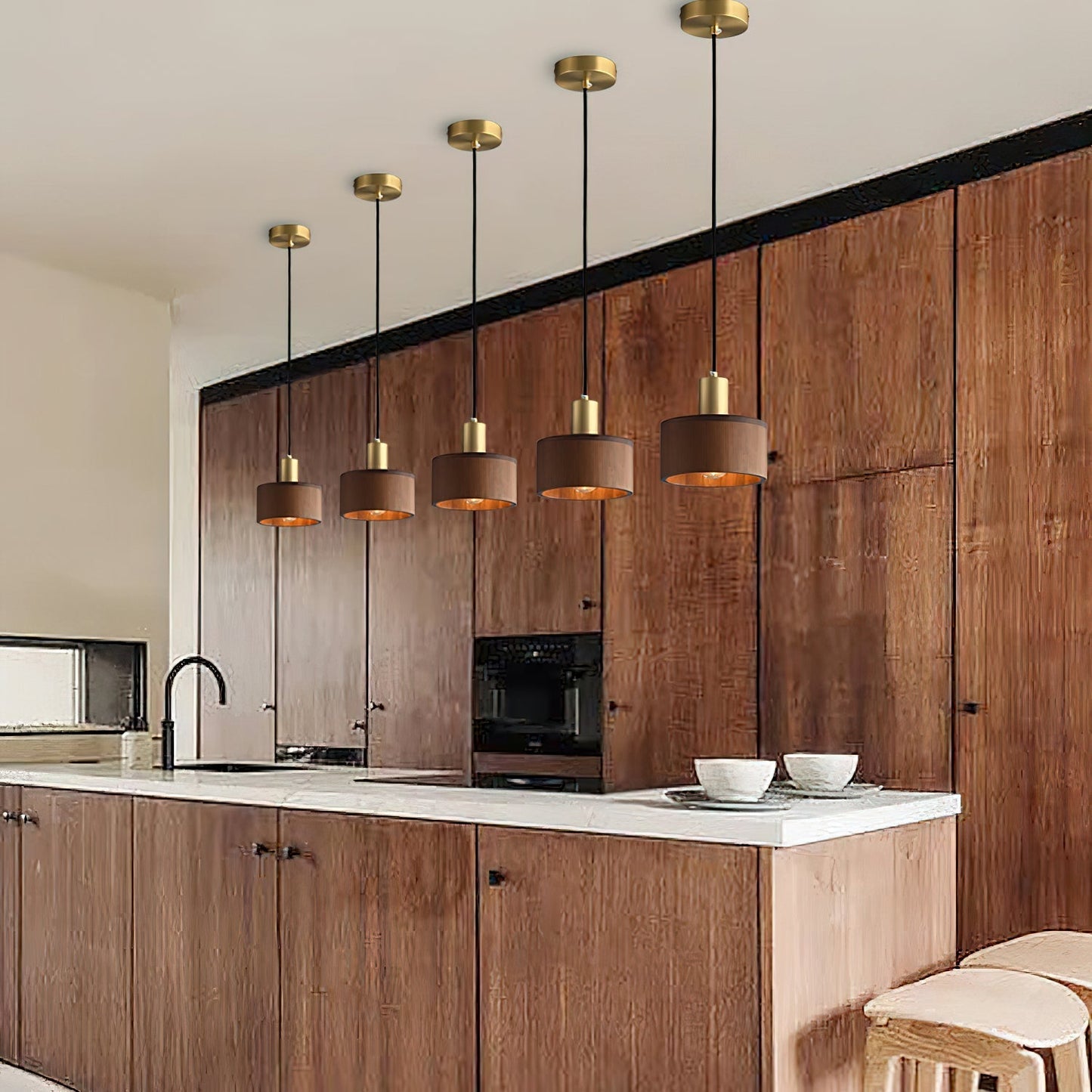 Walnut Wood Pendant Lamp - Japanese Woodworking Inspiration - Ceiling Fixture