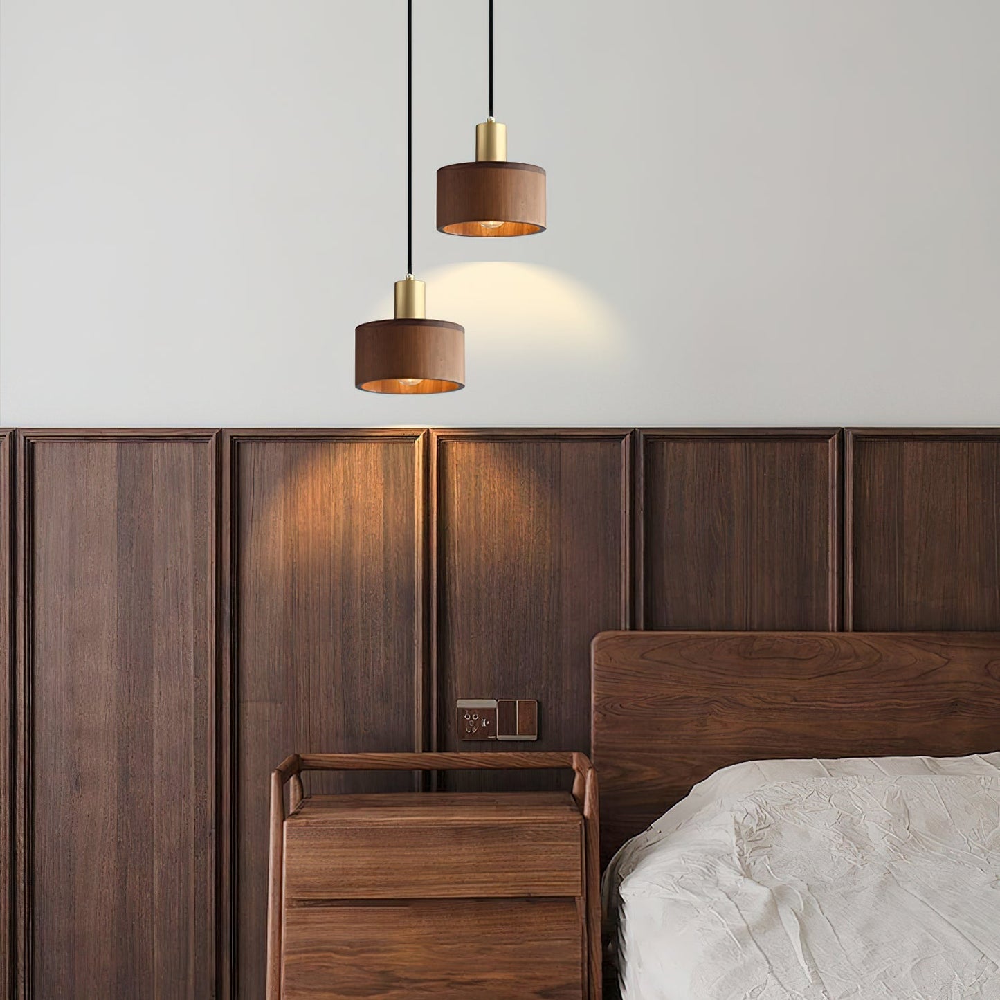 Walnut Wood Pendant Lamp - Japanese Woodworking Inspiration - Ceiling Fixture