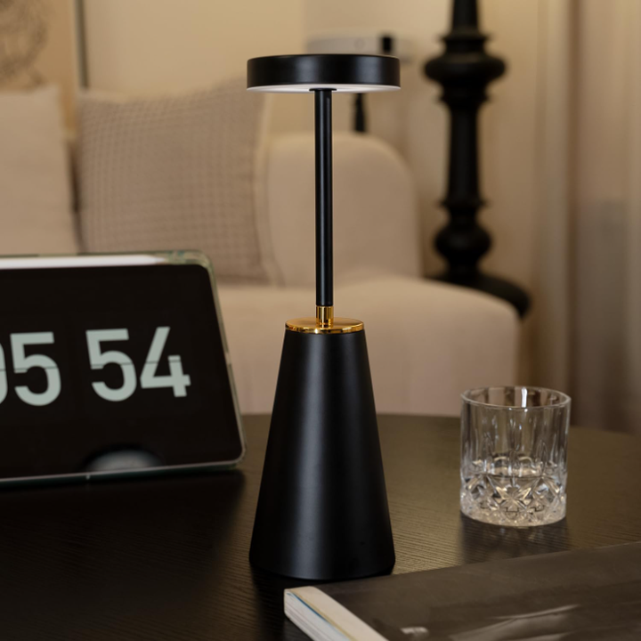 Wireless LED Table Lamp with Touch Technology - Aluminum Alloy, 3 Color Dimming, 4000mAh Battery