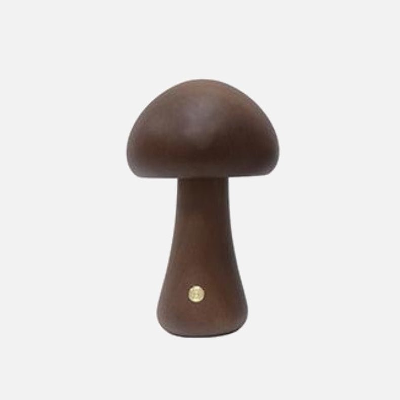 Wood Effect Mushroom Cordless Table Lamp - Long-Lasting and Portable