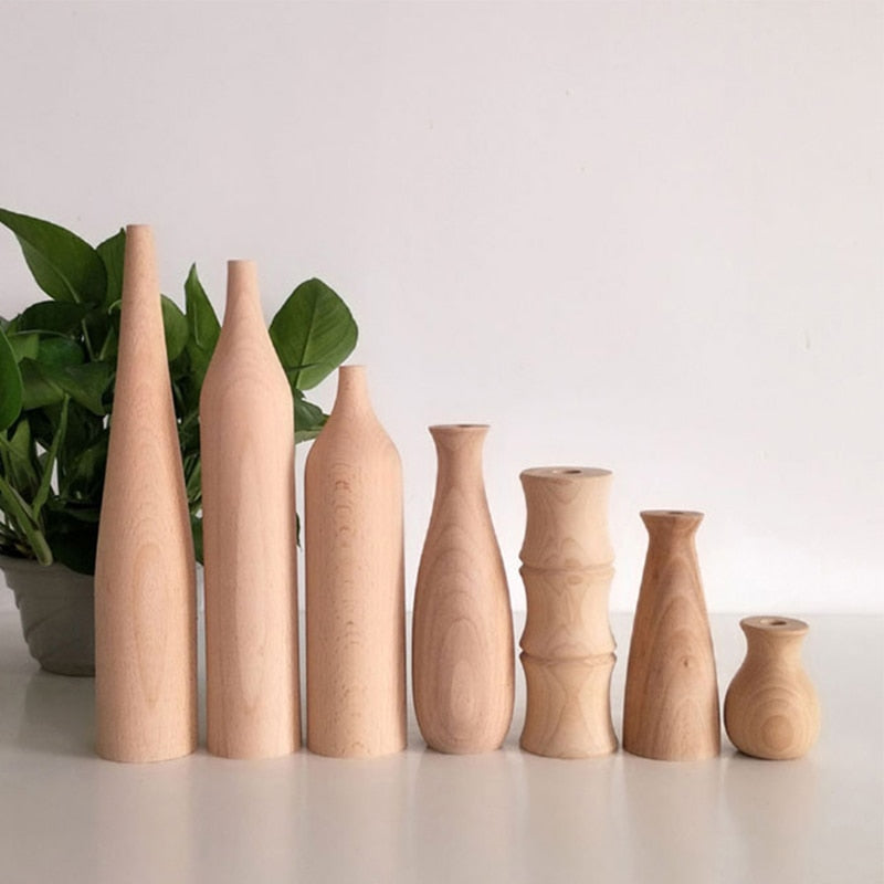 Wooden Tall Decor Vase